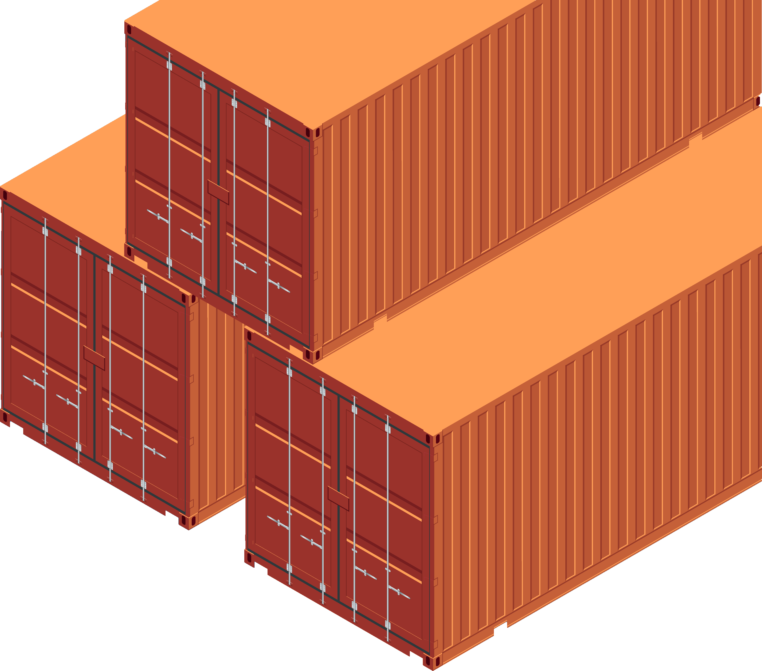 Isometric shipping containers illustration